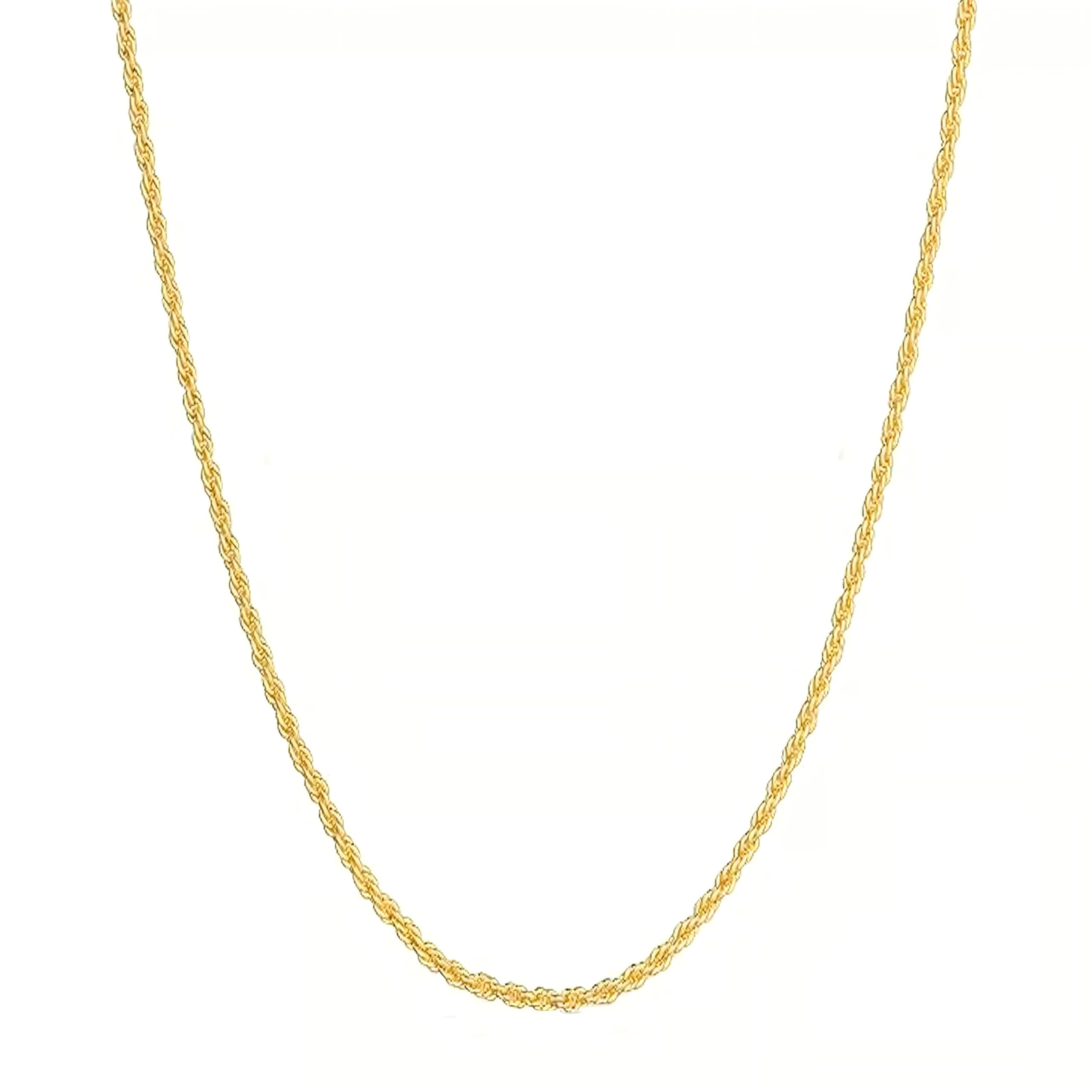 rapmoven Collana a catena a corda solida in oro giallo 14k reale con taglio diamante, chiusura a moschettone, regalo di gioielleria per donne o uomini, 2,5 mm, 22 pollici