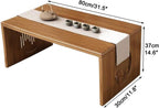 Japanese Floor Table, Bamboo Folding Coffee Table for Sitting on The Floor, No Assembly Small Low Tables for Dinning Tea Room, Zen Living Room(Brown, 80CM)
