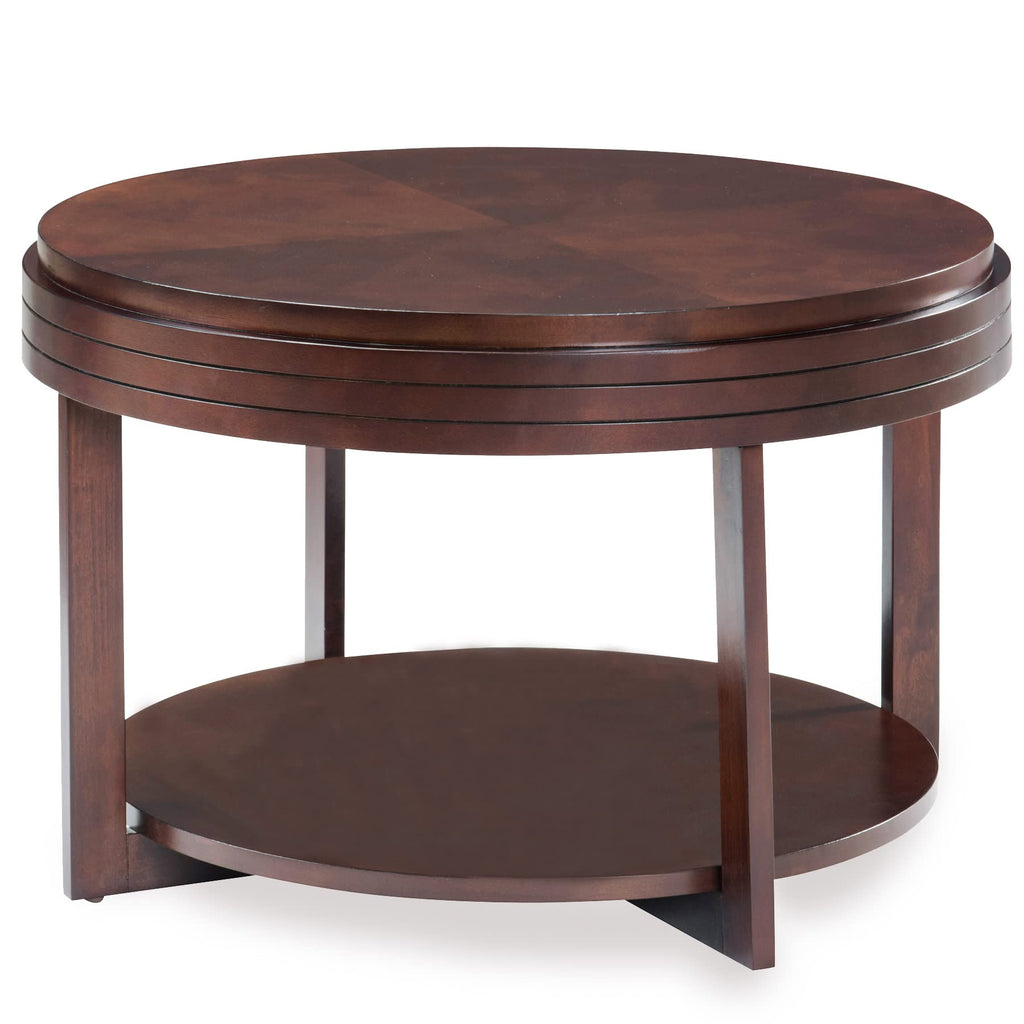 Leick Home 10109-CH Oval Small Coffee Table with Shelf, Chocolate Cherry