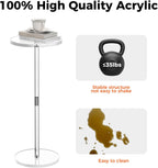 Acrylic Drink Table for Small Spaces, Clear Side Table, 10" L x 10" W x 21.3" H, Round End Table for Living Room, Bedroom, Office, Easy Assembly