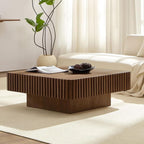 Lift Top Coffee Table with Storage for Living Room Mid Century Modern Coffee Table with Lifting Top Wood Fluted Coffee Tables with Lifts Up Tabletop for Home Apartment Office 38.6" Walnut Rectangle