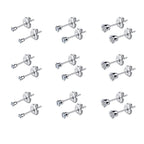 6-10 Pairs Tiny Women's Stainless Steel Round Clear Cubic Zirconia Stud Earrings, Hypoallergenic Surgical Steel Earrings Set, 2mm 3mm 4mm CZ,