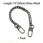 HAHIYO Mini Pochette Pung Kæde Rem Slank Bred 7mm til LV Længde 7,9 Tommer Ekstra Tykk 2,6mm Skinnende Sort til Håndtaske Tegnebog Clutch Komfortabel Flad Metal Rem 1 Pakke