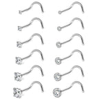 Ruifan 18G 1.5mm 2mm 2.5mm 3mm 3.5mm 4mm Round Diamond CZ Nose Screw Studs Rings Piercing Jewelry 4-12PCS