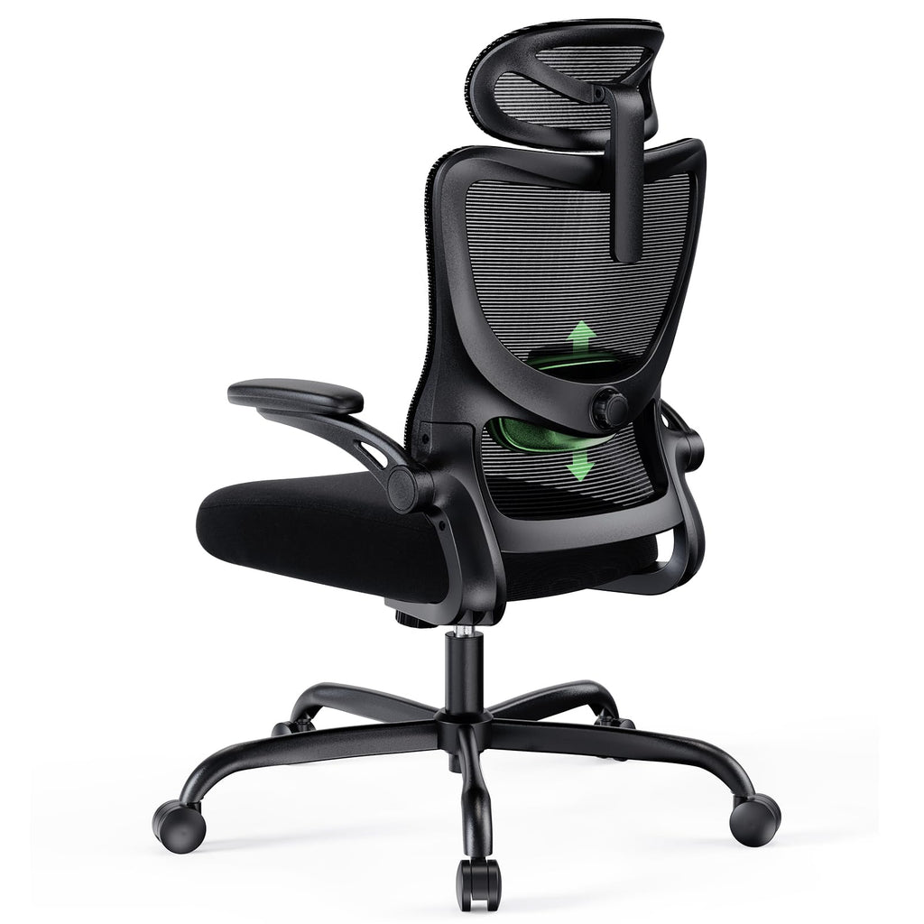 Marsail Ergonomic Office Chair: Office Computer Desk Chair with High Back Mesh and Adjustable Lumbar Support Rolling Work Swivel Task Chairs with Wheel 3D Armrests and Headrest