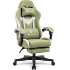 N-GEN GAMING Video Gaming Chair with Footrest Lumbar Support for Home Office High Back Recliner Height Adjustable Ergonomic Comfy Leather Computer Desk Chair (Black)