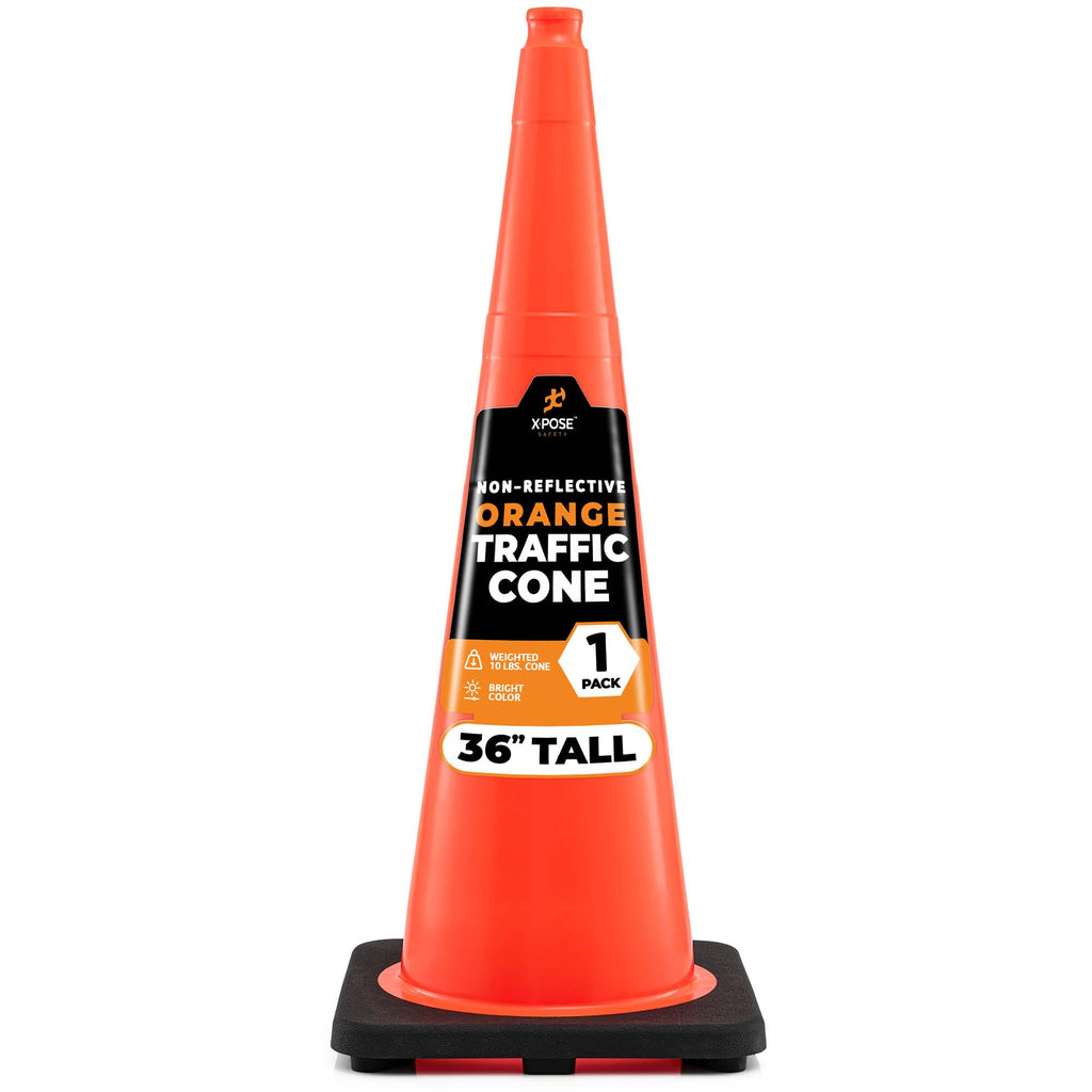 Xpose Safety 28 Inch Orange Traffic Cones Heavy Duty 10lb, 24-Pack - Multipurpose PVC Plastic Safety Cone for Parking, Soccer, Caution, Kids and Construction - DOT Approved