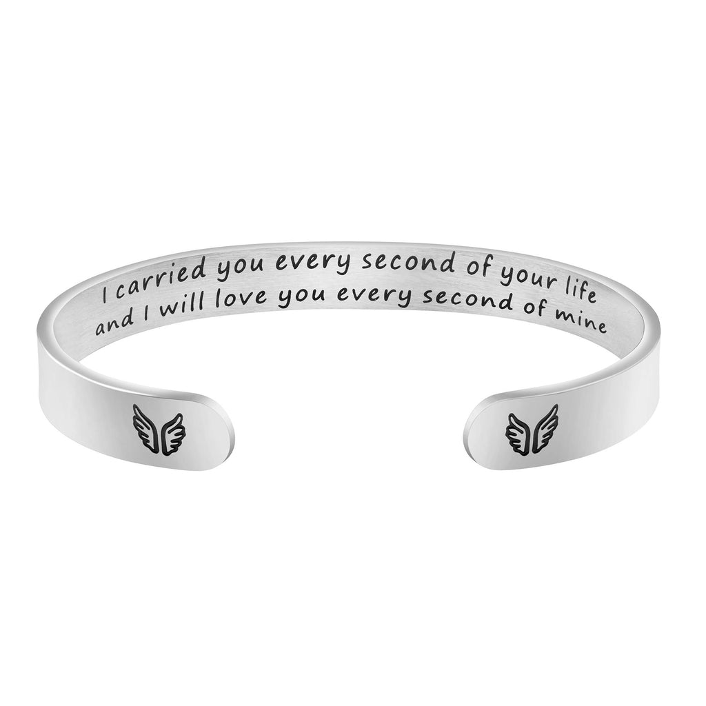 JoycuFF Memorial Gifts for Loss of Mom Dad in Memory of Jewelry Sympathy Bracelet Bereavement Cuff Secret Message Engraved Grief Gifts for Women