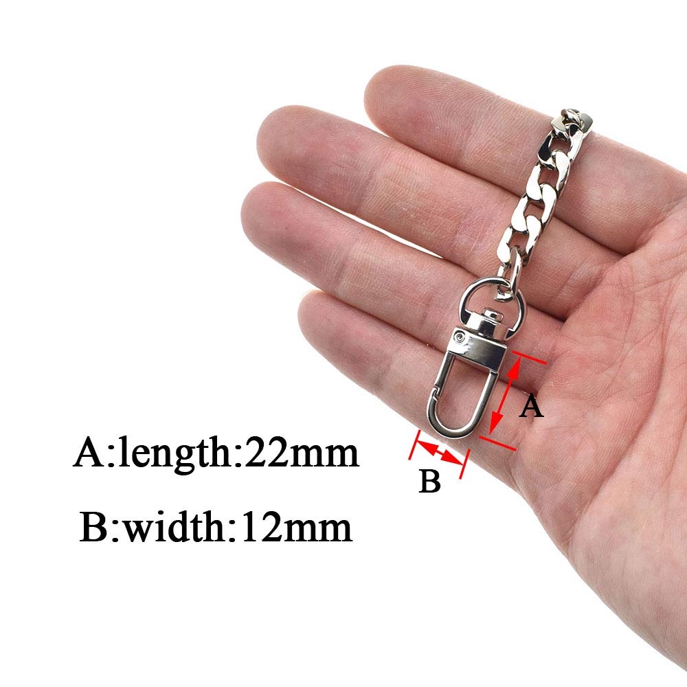 HAHIYO Mini Pochette Purse Chain Strap Slim Wide 7mm for LV Length 7.9 Inches Extra Thick 2.6mm Shiny Silver for Handbag Wallet Clutch Comfortable Flat Metal Strap 1 Pack