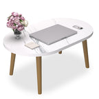 Small Coffee Table for Small Space, Low Table, Floor Table Desk for Sitting on The Floor, Japanese Coffee Table for Living Room, Tatami Tea Tables with Solid Wood Legs, Oval Coffee Tables, Brown