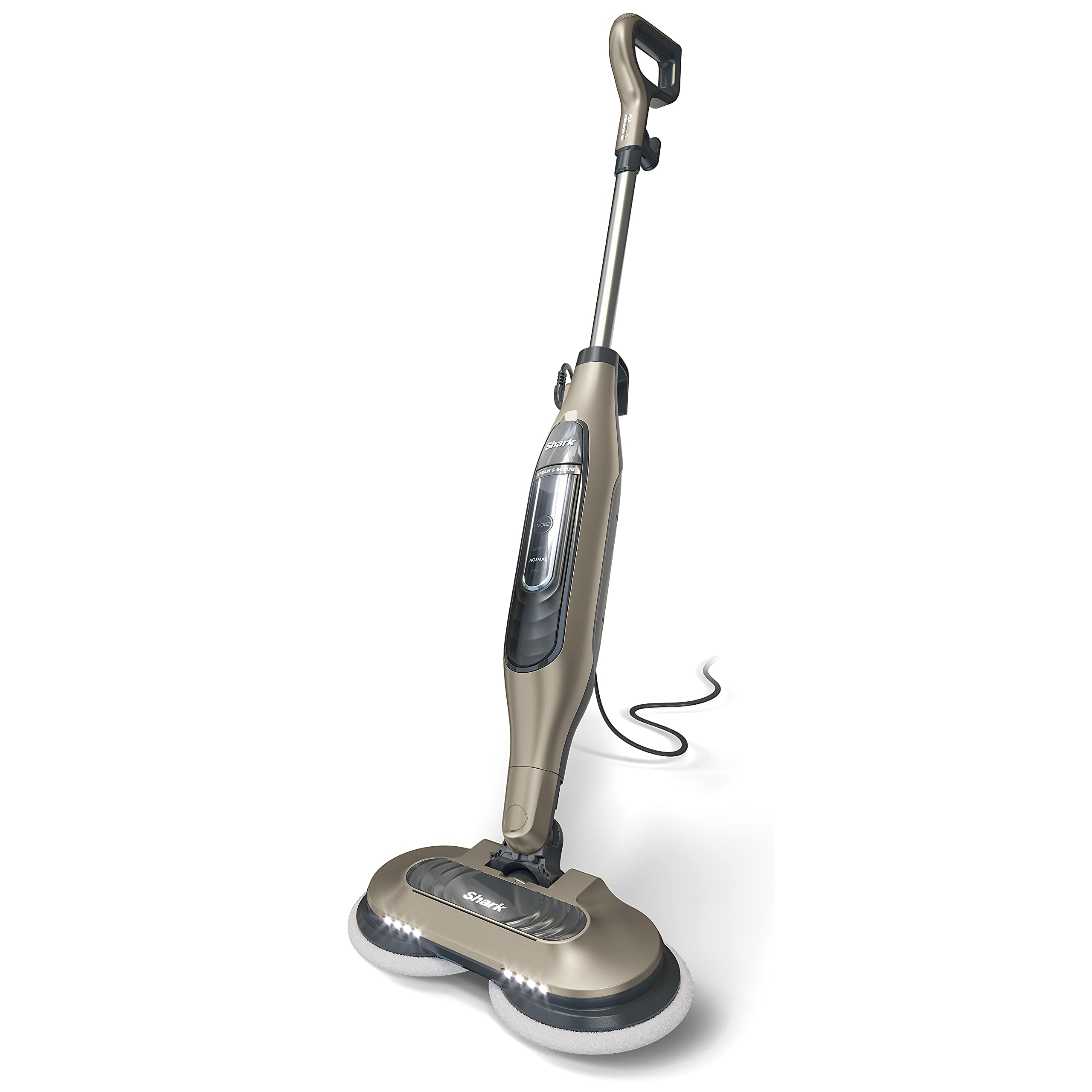 Shark Steam & Scrub Steam Mop, All-in-One Scrubbing and Sanitizing Hard Floor Cleaner, LED Headlights, 4 Dirt Grip Soft Scrub Pads Included, XL Water Tank, Swivel Steering, Hawaiian Grey, S8001