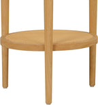 Nathan James Sonia Boho Round Accent End Table, Natural Sofa Side Table in Light Wood with Rattan Storage Shelf for Living Room, Bedroom or Nursery, Light Brown