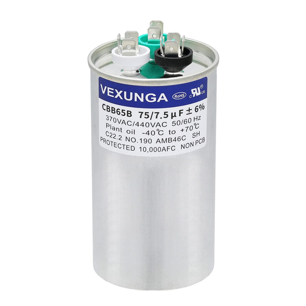 45/5 uF 45+5 MFD 370V or 440V Dual Run Start Round A/C Capacitor 45 5 uF 370 440 Volt VAC CBB65B Air Conditioner Capacitors for AC Unit Fan Motor Start or Heat Pump or Condenser Straight Cool