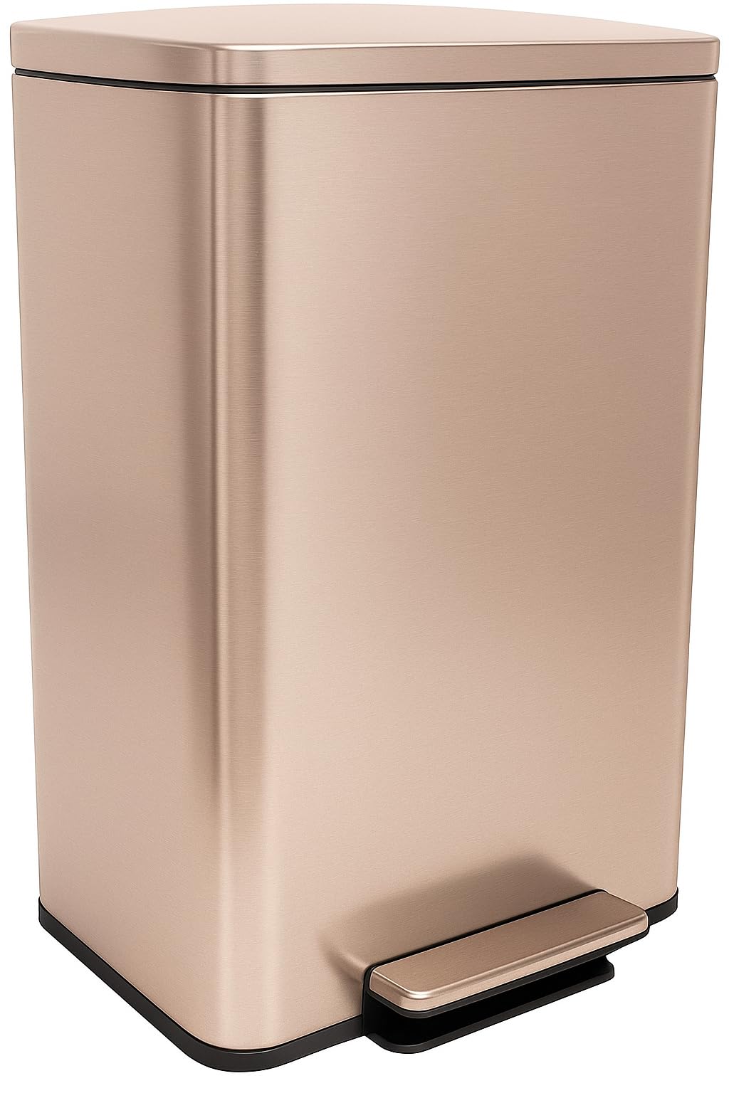 SIMPLI-MAGIC 50 Liter / 13.2 Gallon Soft-Close, Smudge Resistant Trash Can with Foot Pedal and Built in Filter- Stainless Steel, Sleek Finish