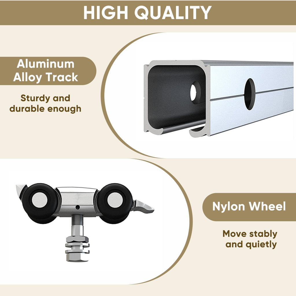 JUBEST 6FT Barn Door Sliding Hardware Track Kit, Aluminium Alloy Box Rail Hardware for Classic Modern Interior Single Wooden Door,Low Clearance