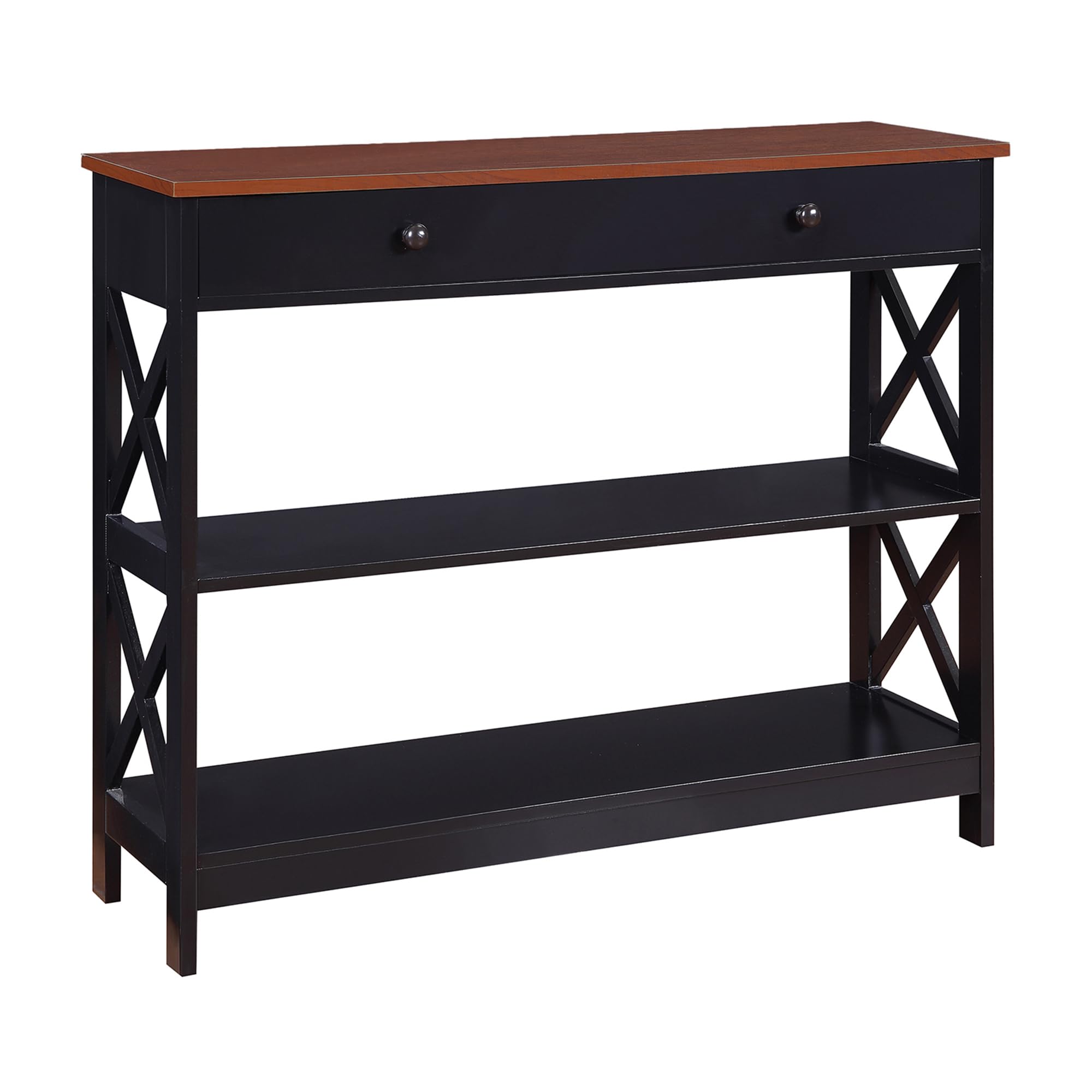 Convenience Concepts Oxford 1 Drawer Console Table with Shelves, Cranberry Red