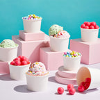 Stockroom Plus 200-Pack Paper Ice Cream Cups - Bulk 8 oz - Disposable Ice Cream Bowls Bulk or Parties - White Ice Cream Cups Disposable