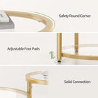 Round Glass Coffee Table - 4 Tier Coffee Tables for Living Room with Rotating Top, Circle Coffee Table with Storage, Modern Clear Center Table with Metal Frame for Small Space, Office, Gold