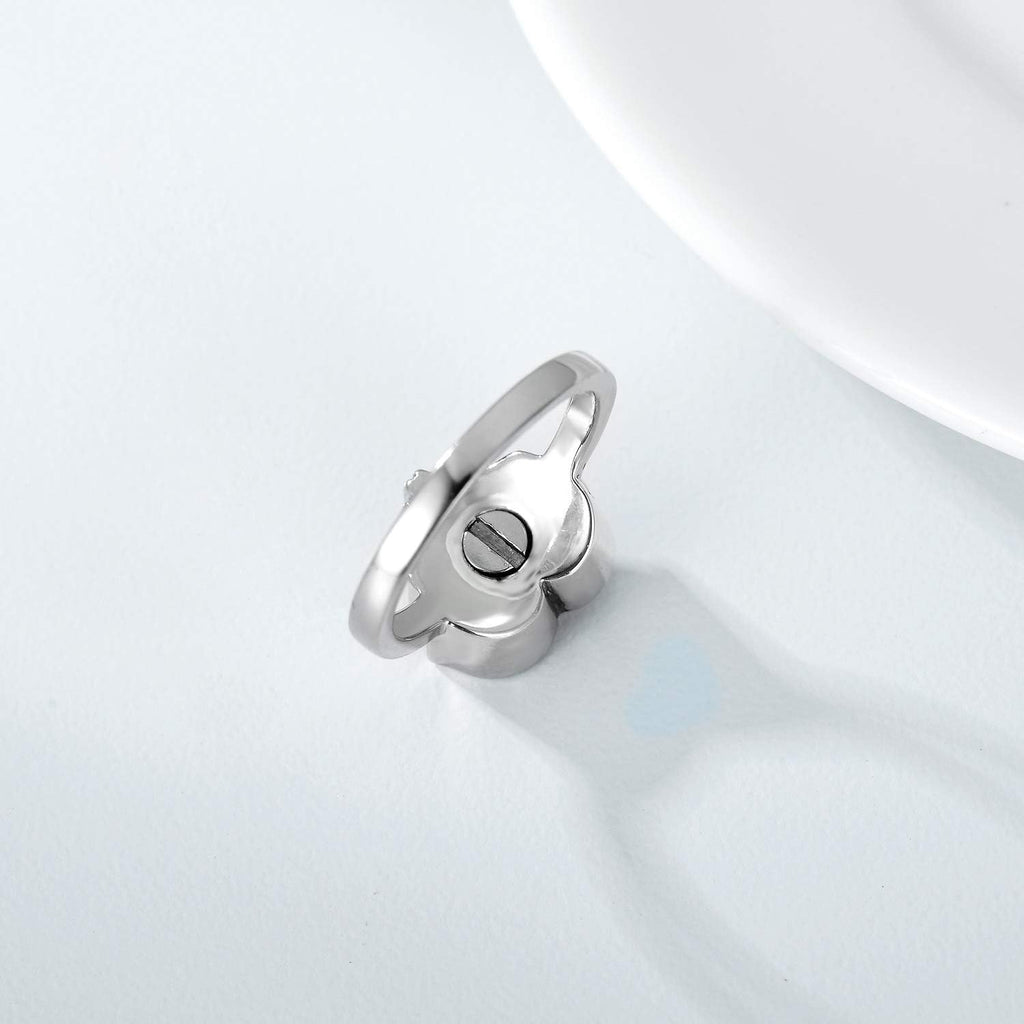 AOBOCO 925 Sterling Silver Angel Wings Heart Cremation Ring Holds Loved Ones Ashes, Heart Urn Ring for Ashes for Women, Memorial Keepsake Ring Embellished with Crystals from Austria