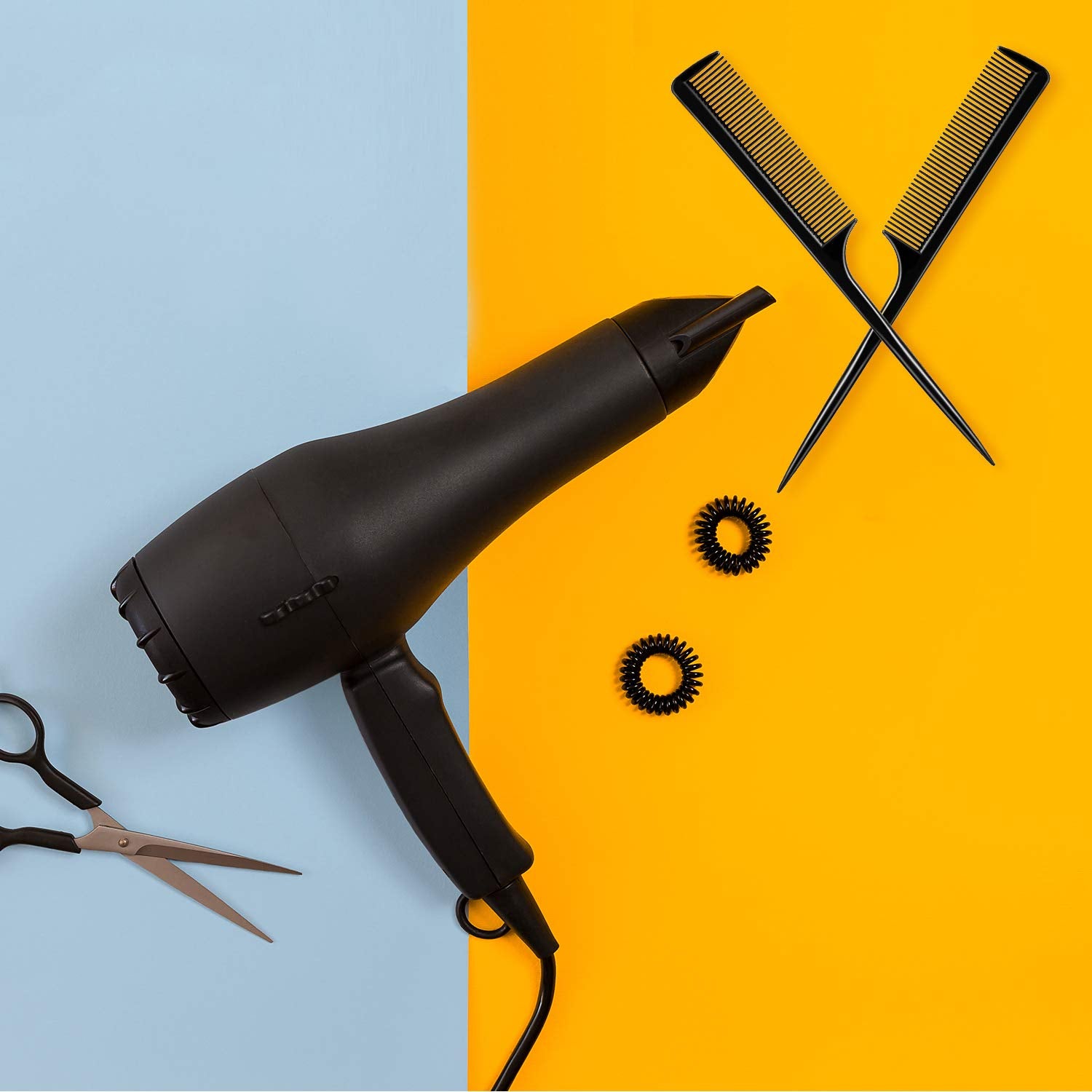 Boao 12 Pack Rat Tail Comb Styling Plastic Anti Static Heat Resistant Tail Comb for All Hair Types Fine Tooth for Men and Women(Black)