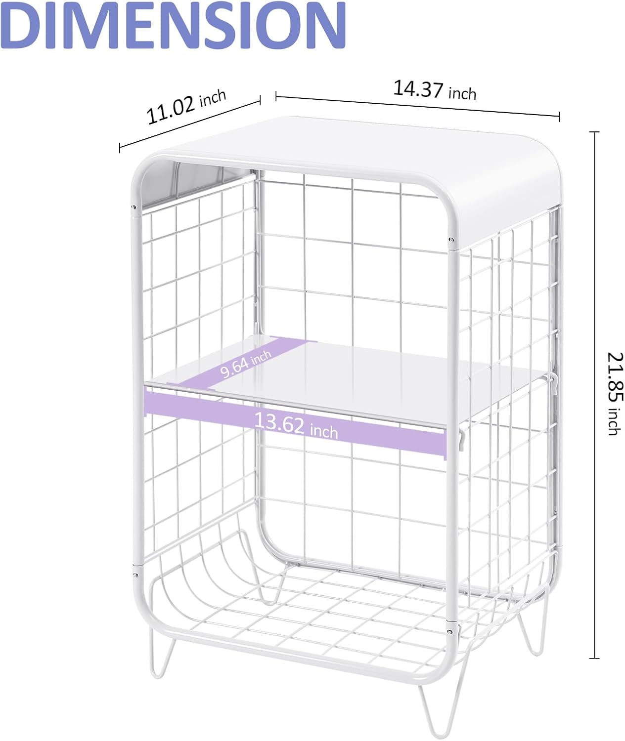 APEXCHASER Cute Nightstand,Metal Side Table,3 Tier End Table with Storage,Vintage Bedside Table,Girls Bedroom Furniture,Coffee Table for Living Room,Bedroom,Dorm,White