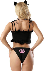 Women’s Cosplay Lingerie Japanese Cute Anime Cat Kitten Keyhole Costume Sexy Outfit