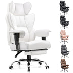 COMHOMA Big and Tall Office Chair 400LBS Wide Ergonomic Gaming Chair with Deluxe Embossing Designed Leather with Foot Rest,150°Reclining Adjustable Armrests Pocket Spring Back Support and Pillow