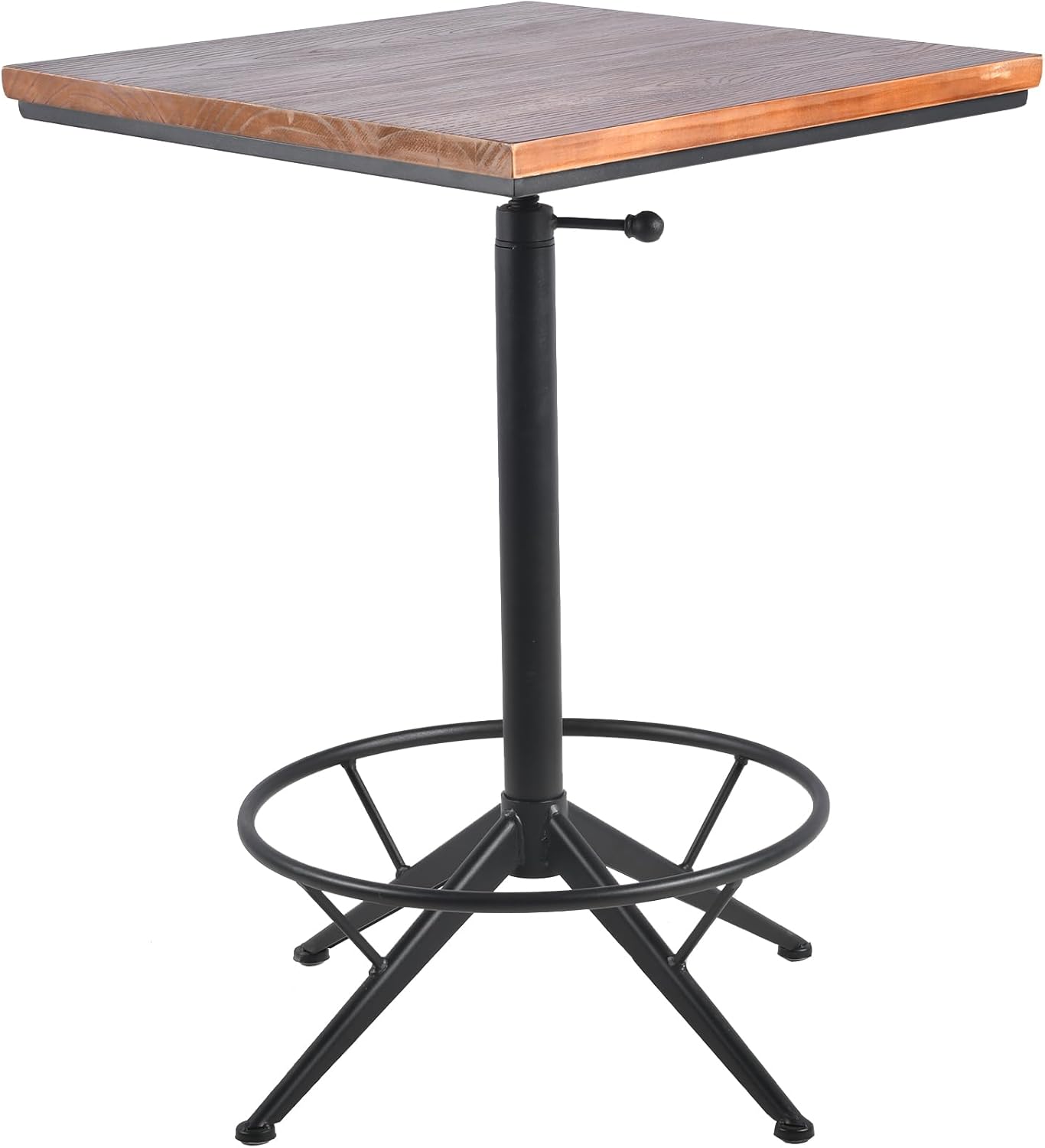 Diwhy Industrial Design Bar Table Height Adjustable 30.3-35.4in Kitchen Dining Coffee Bistro Pub Square Table Top Table Black