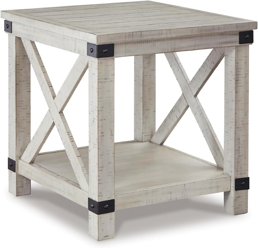 Signature Design by Ashley Carynhurst Rustic Farmhouse End Table, Whitewash