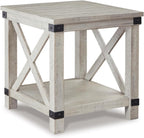 Signature Design by Ashley Carynhurst Rustic Farmhouse End Table, Whitewash