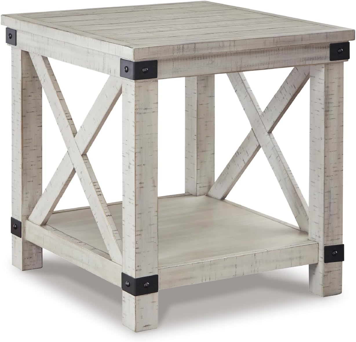 Signature Design by Ashley Carynhurst Rustic Farmhouse End Table, Whitewash