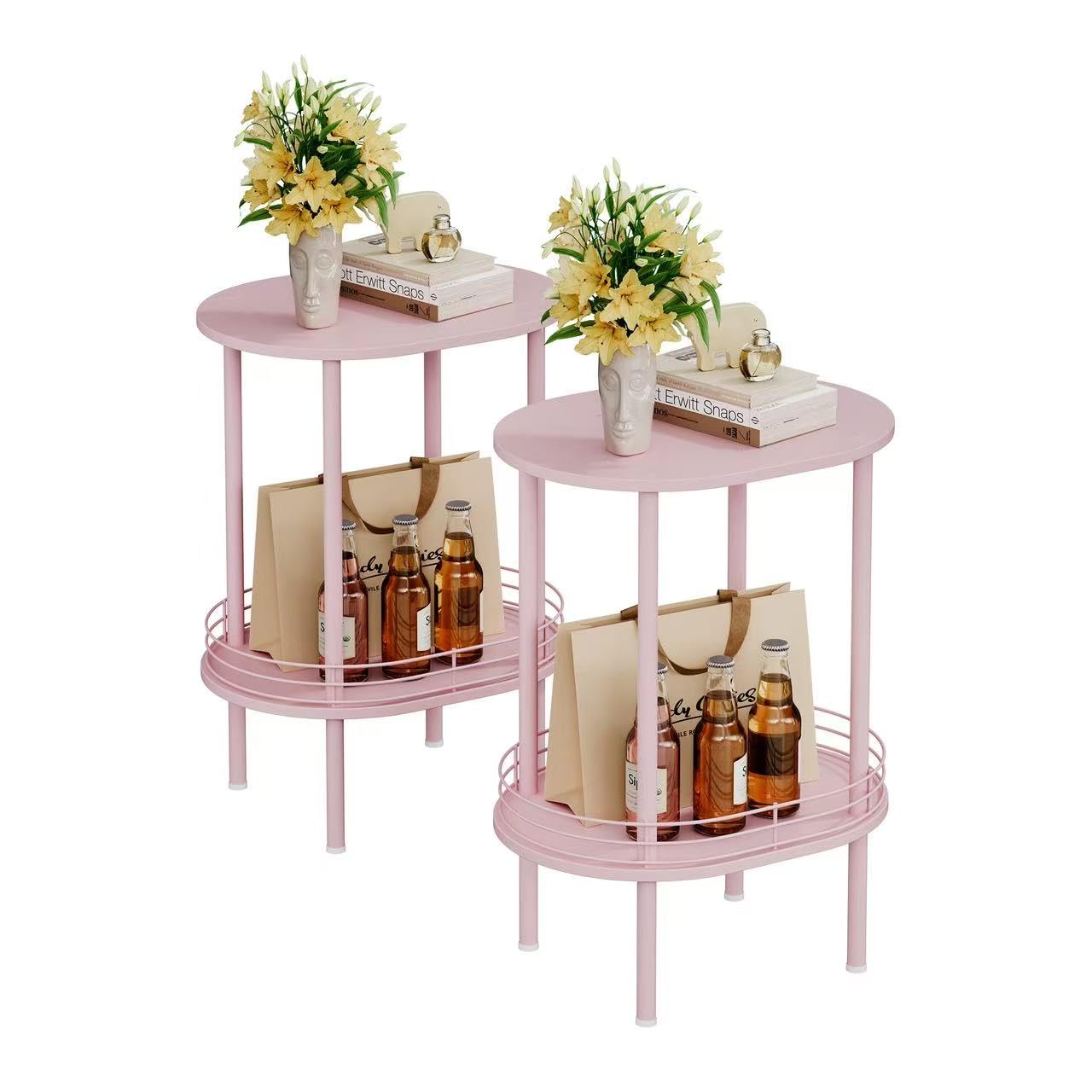 Small Round Side Table,Bedside Table with Storage,Morden Round Nightstand,Samll Side Table for Living Room,Bathroom,Bedroom, Nursery, Laundry, White