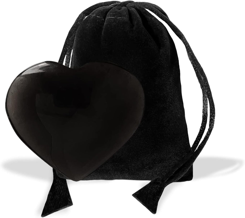 Heart 1.75 Inch with Black Pouch (Black Obsidian)