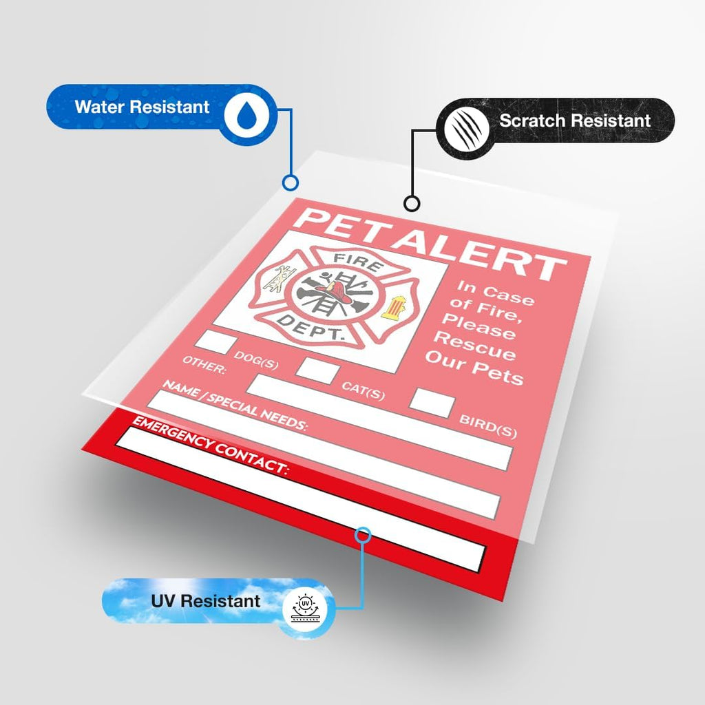 Pet Alert Safety Fire Rescue Sticker - Save Our Pets Emergency Inside Decal - House Home Window Door Sign