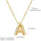 ESENY Aktion, Hochwertige echtes Gold 0,03 plattierte Geschenke für Frauen, Blasenbuchstaben Halskette Gold, Anfangsbuchstaben Halsketten für Frauen Trendy, Geburtstagsgeschenke für Frauen personalisiert (A)