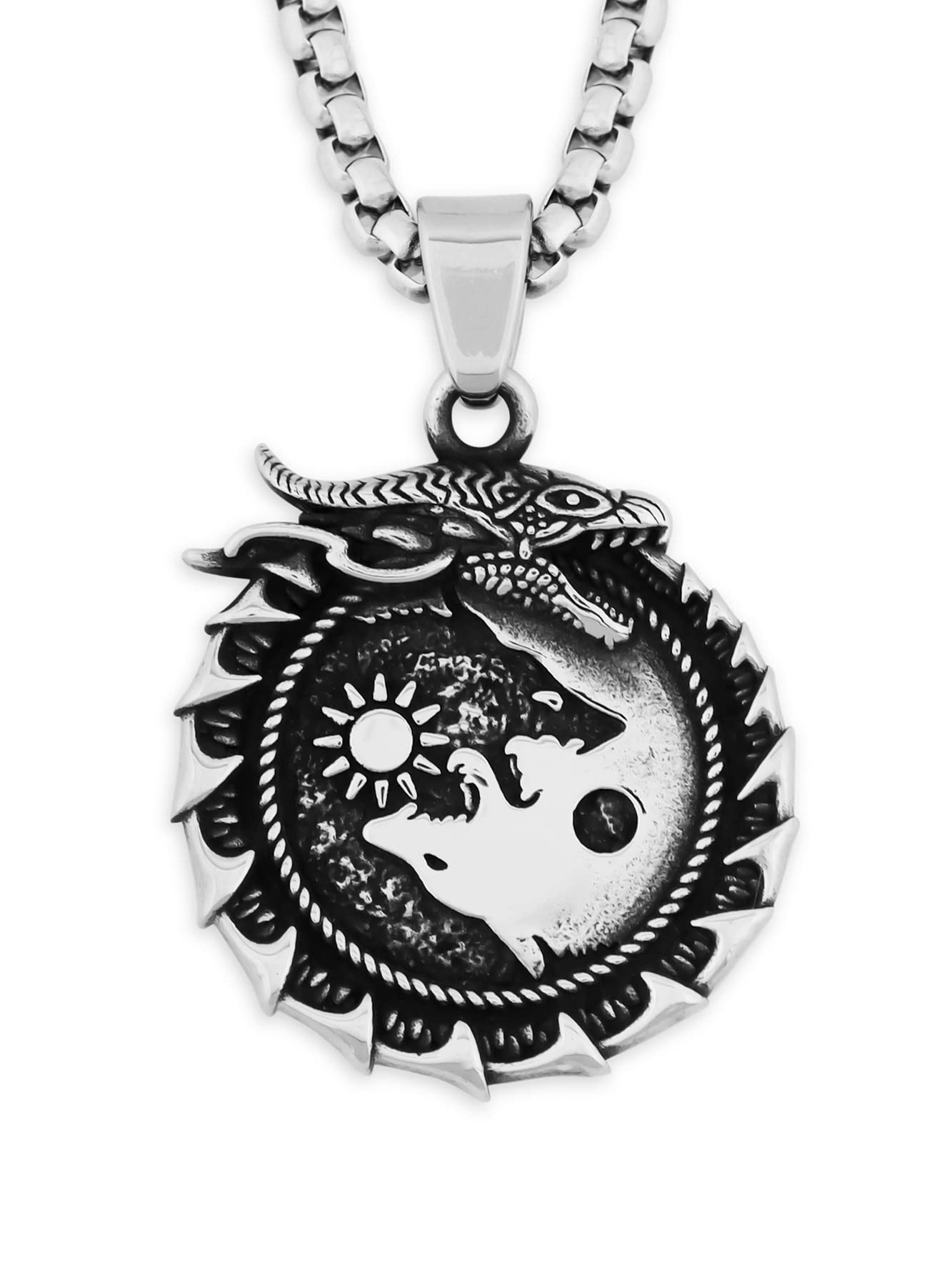 HAQUIL Viking Necklace, Skoll Hati Wolf Pendant, Viking Jewelry Gift for Men and Women