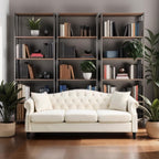 79" Chesterfield Velvet 3-Seater Sofa for Living Room,Tufted Couch with Rolled Arms Nailhead and Two Pillows for Living Room, Bedroom