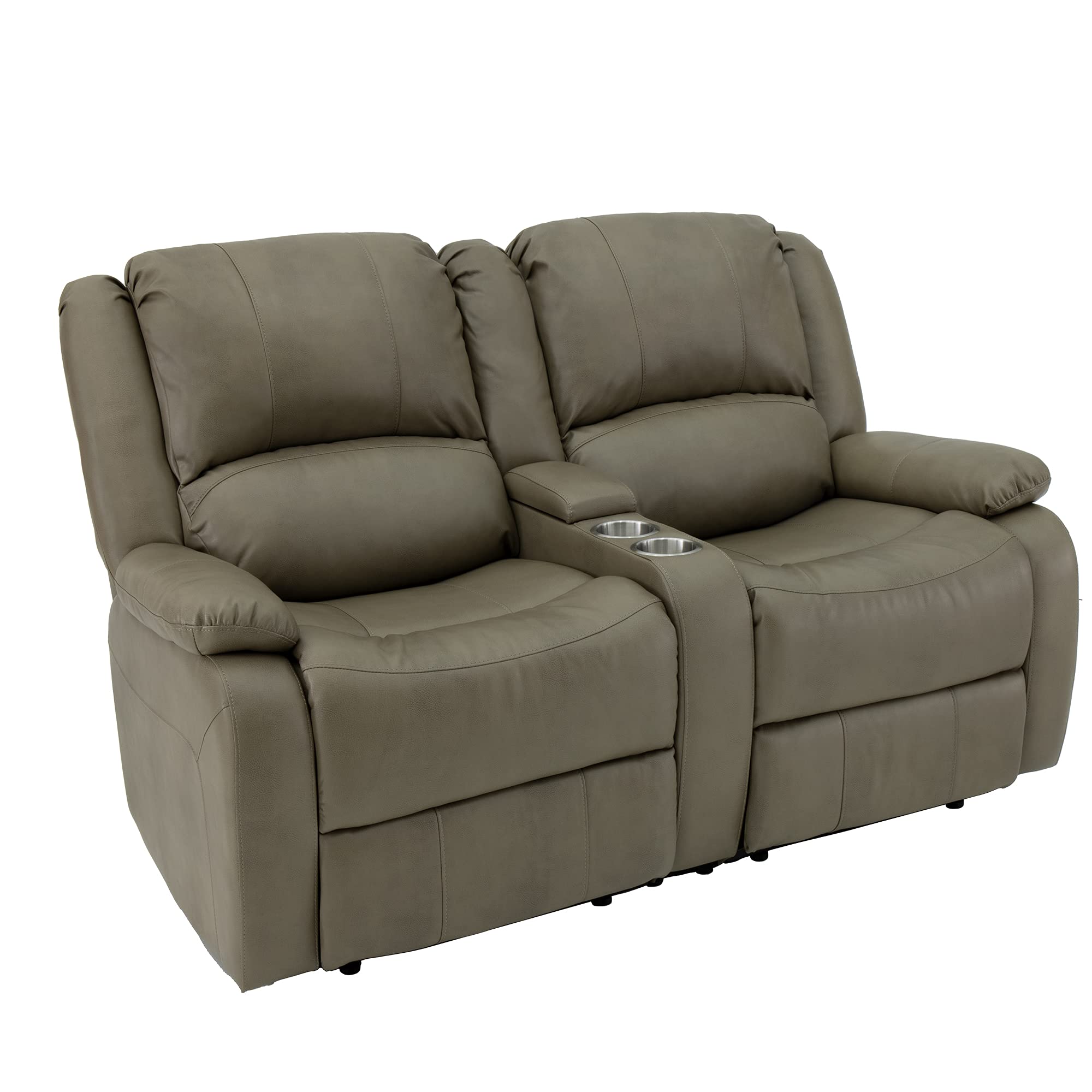 RecPro Charles 67" Double Recliner RV Sofa | Zero Wall Loveseat for Camper | Wall Hugger Couch | Fifth Wheel Theater Seating | Upgraded 2023 Fabric (Toffee)