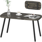 Folding Coffee Table, Wood Coffee Table Portable Low Floor Table with Metal Legs, Mid Century Modern Rustic Coffee Tables for Living Room, Home, Office, No Assembly 31.5x15.75x18.5IN