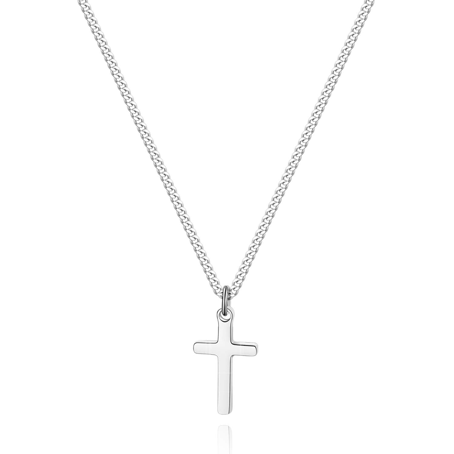 Joxevyia Cross Necklace for 14K Gold Filled Stainless Steel Small Cross Pendant with Cuban Chain Necklace Simple Faith Jewelry Christmas Gift for Men Women 16-24 Inches