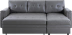 Naomi Home Lily Sectional Sleeper Sofa with USB Ports-L-Shaped Couch Convertible Pull-Out Bed, Ample Storage, Timeless Design, Sturdy Construction, Long-Lasting for Modern Living, Gray, Air Leather