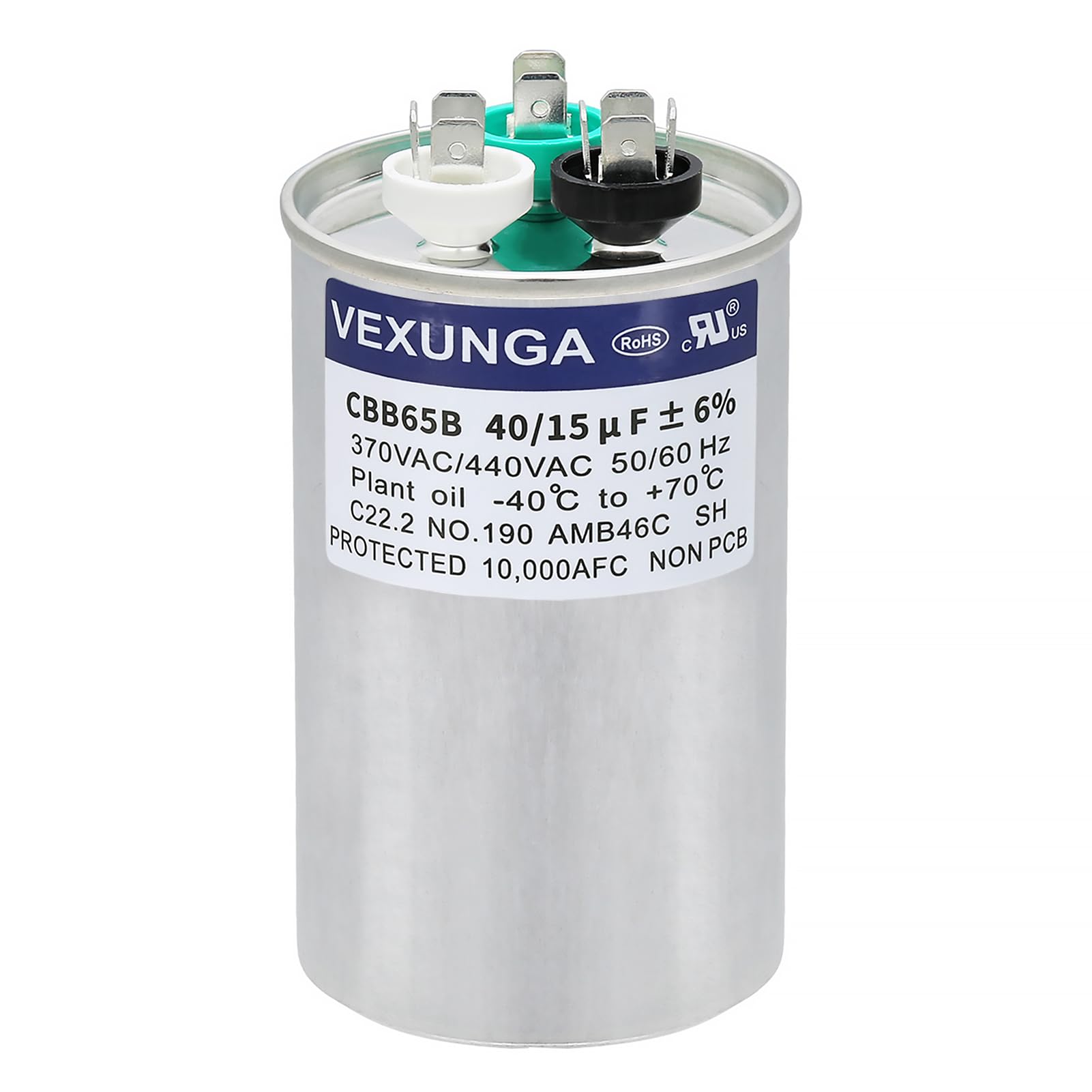45/5 uF 45+5 MFD 370V or 440V Dual Run Start Round A/C Capacitor 45 5 uF 370 440 Volt VAC CBB65B Air Conditioner Capacitors for AC Unit Fan Motor Start or Heat Pump or Condenser Straight Cool