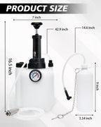 Brake Bleeder Kit with 3L Pressure Pump, 1L Waste Bottle & 4 Upgraded Adapters, Manual Brake Fluid Bleeder Tool for Most Vehicles, One-Person Operation