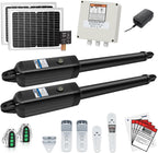 TOPENS AD8S Automatic Solar Gate Opener for Heavy Duty Dual Swing Gates Up to 18ft per Arm, Dual Swing Gate Operator Battery Powered with Remote Control Kit Gate Motor Solar Panel Included