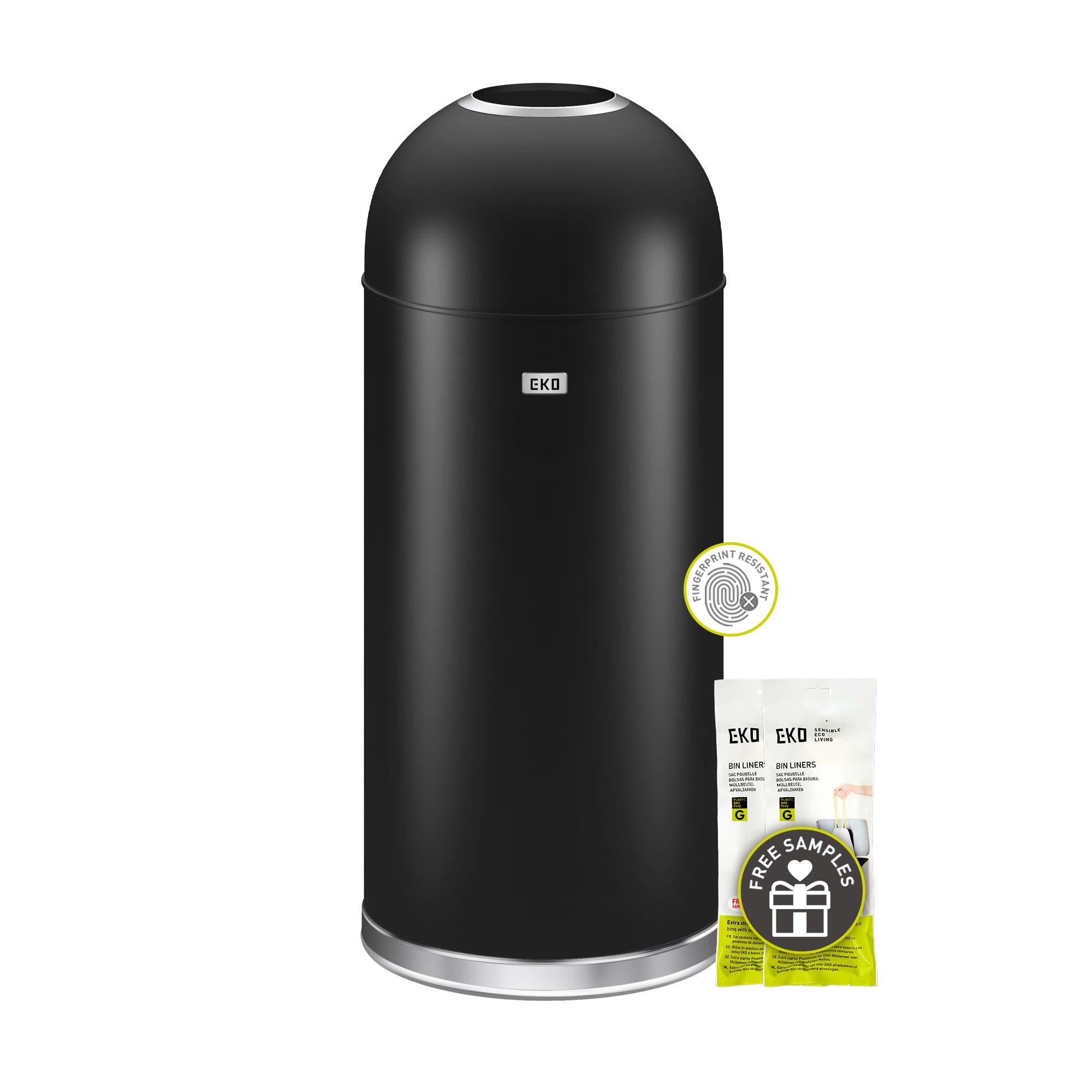 EKO Urban 24 Gallon Round Stainless Steel Open Top Waste Bin, Tall Commercial Trash Can for Indoor/Outdoor, Extra Large Metal Garbage Bin for Office, Restaurant, Restroom, 90L
