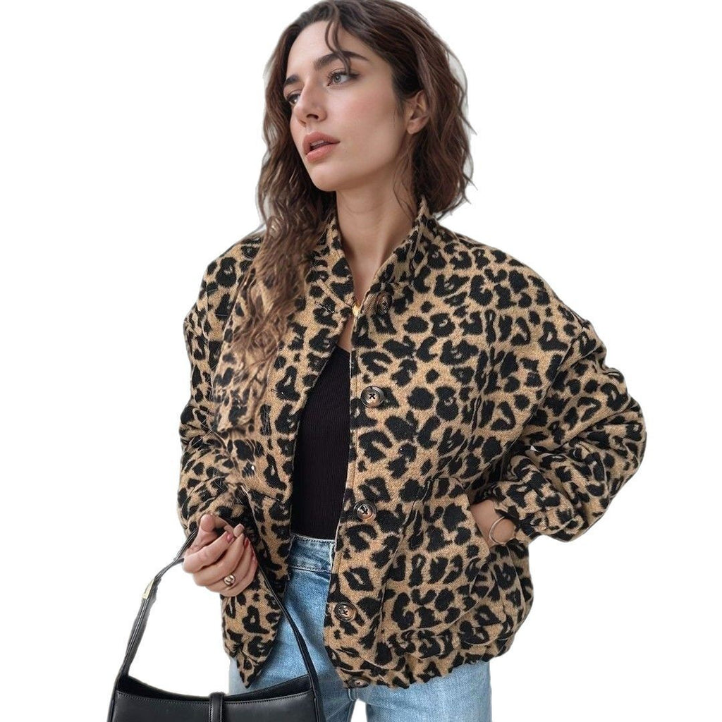 Veste Manteau Vintage Léopard Printemps Et Automne Pour Femmes