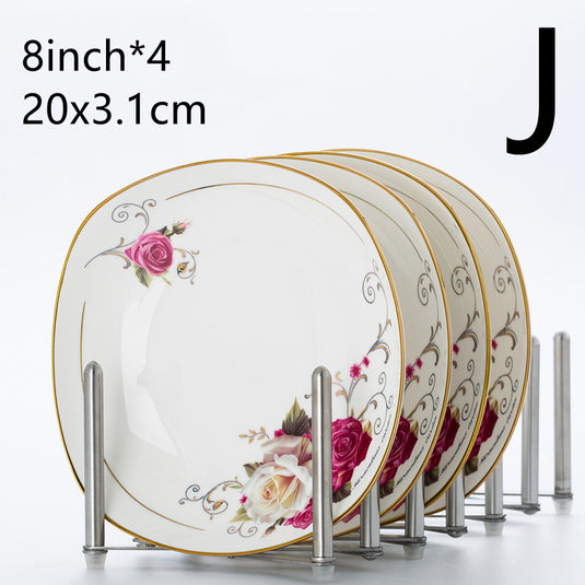 Jingdezhen Household Ceramic Square Deep Plate 8 Inch Nest Plate European Round Dish Plate