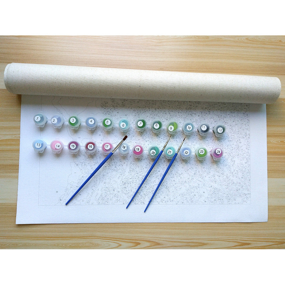 Diy digital oil painting flower and animal landscape