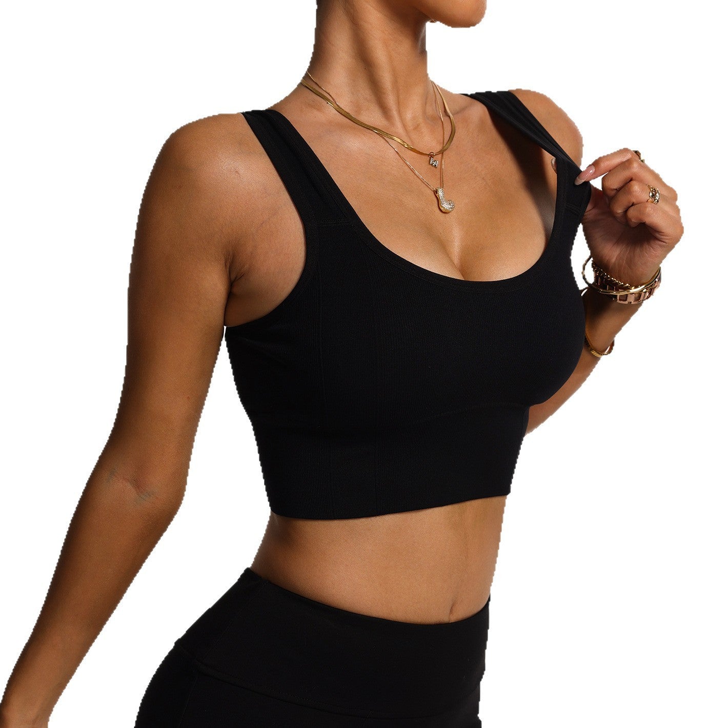 Women's Wide Shoulder Strap Threaded Bra