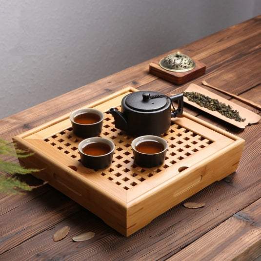 Ningya bamboo tea tray square size tea table